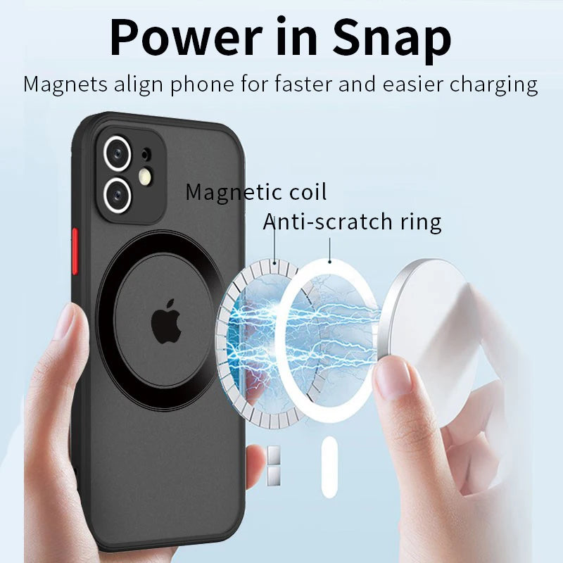 Luxury Matte Armor Magnetic For Magsafe Wireless Charge