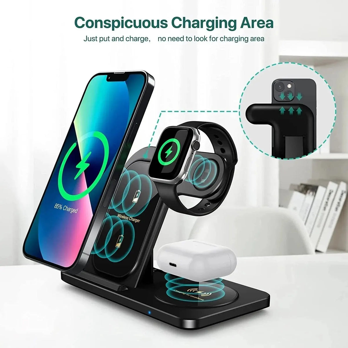 3 in 1 Wireless Charger Stand Pad For iPhone